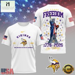 Minnesota Vikings NFL 250 Years of American Freedom 3D T-Shirt