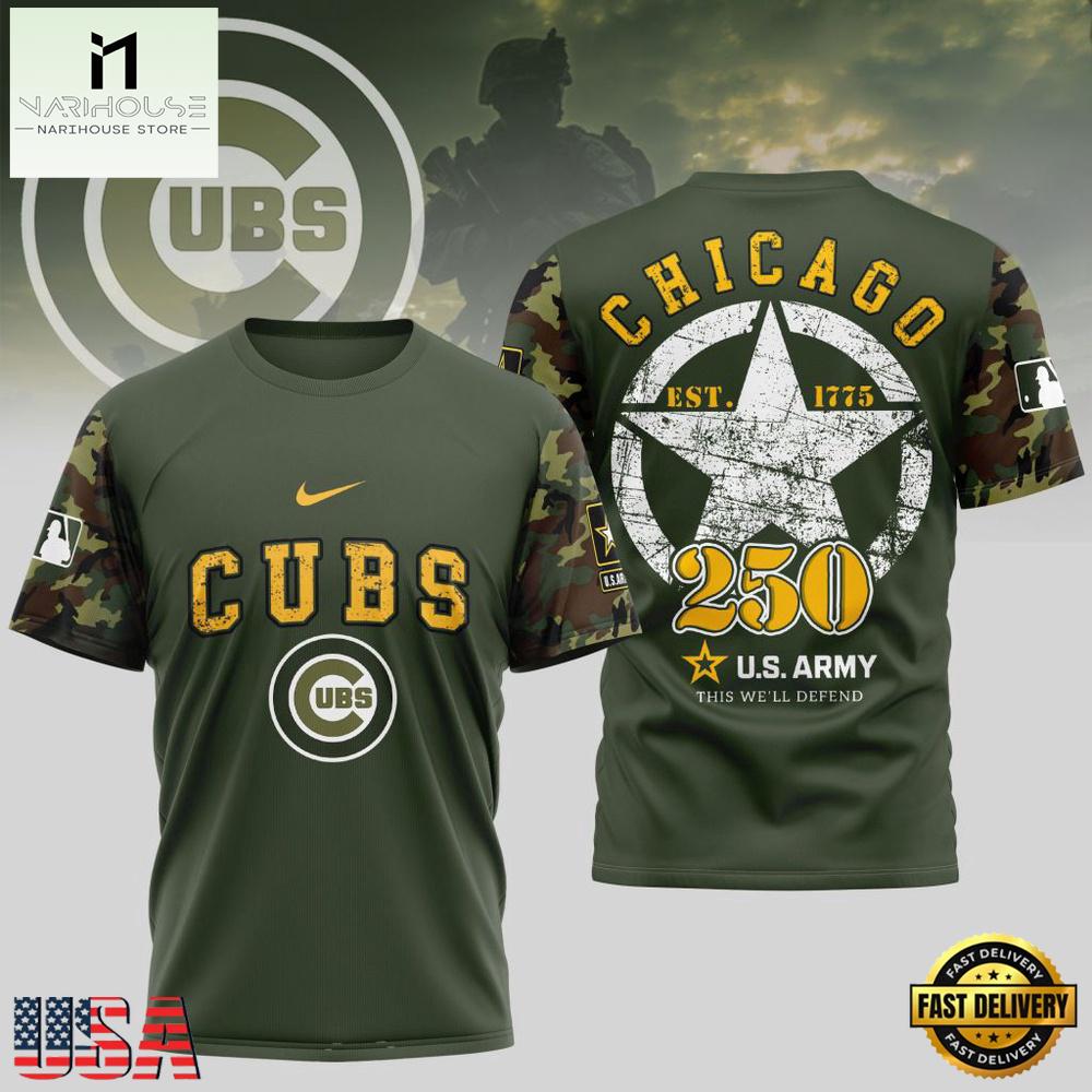 MLB Chicago Cubs US Army 250th Birthday 2026 T-Shirt MLB Chicago Cubs US Army 250th Birthday 2026 T-Shirt