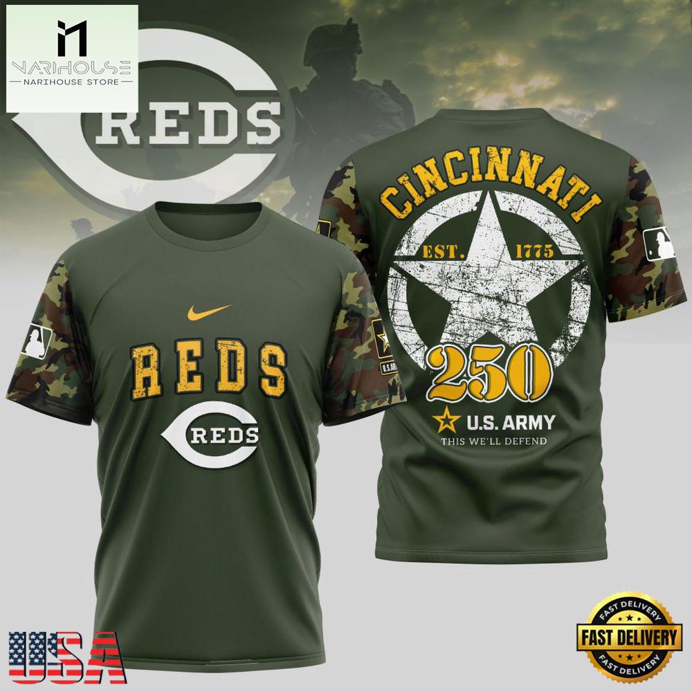 MLB Cincinnati Reds US Army 250th Birthday 2026 T-Shirt MLB Cincinnati Reds US Army 250th Birthday 2026 T-Shirt