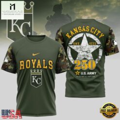 MLB Kansas City Royals US Army 250th Birthday Design 3D T Shirt