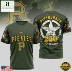 MLB Pittsburgh Pirates US Army 250th Birthday Design 3D T Shirt
