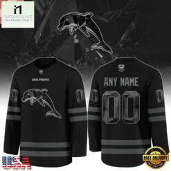 NRL Dolphins 2026 Blackout Custom Hockey Jersey