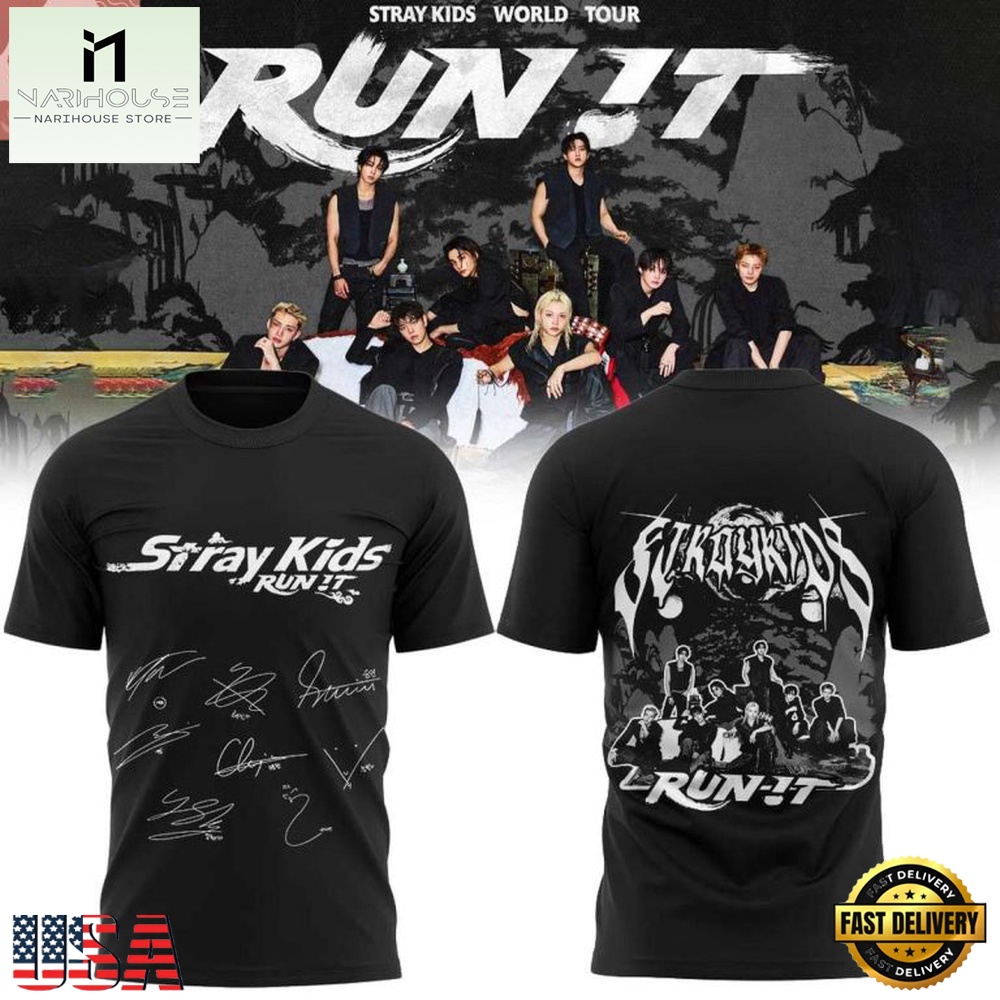 2026 Run It World Tour Stray Kids Signature T Shirt 2026 Run It World Tour Stray Kids Signature T Shirt