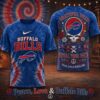 Buffalo Bills NFL Peace Love Greateful Dead Special New 3D Shirt