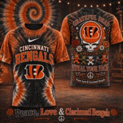 Cincinnati Bengals NFL Peace Love Greateful Dead Special New 3D Shirt