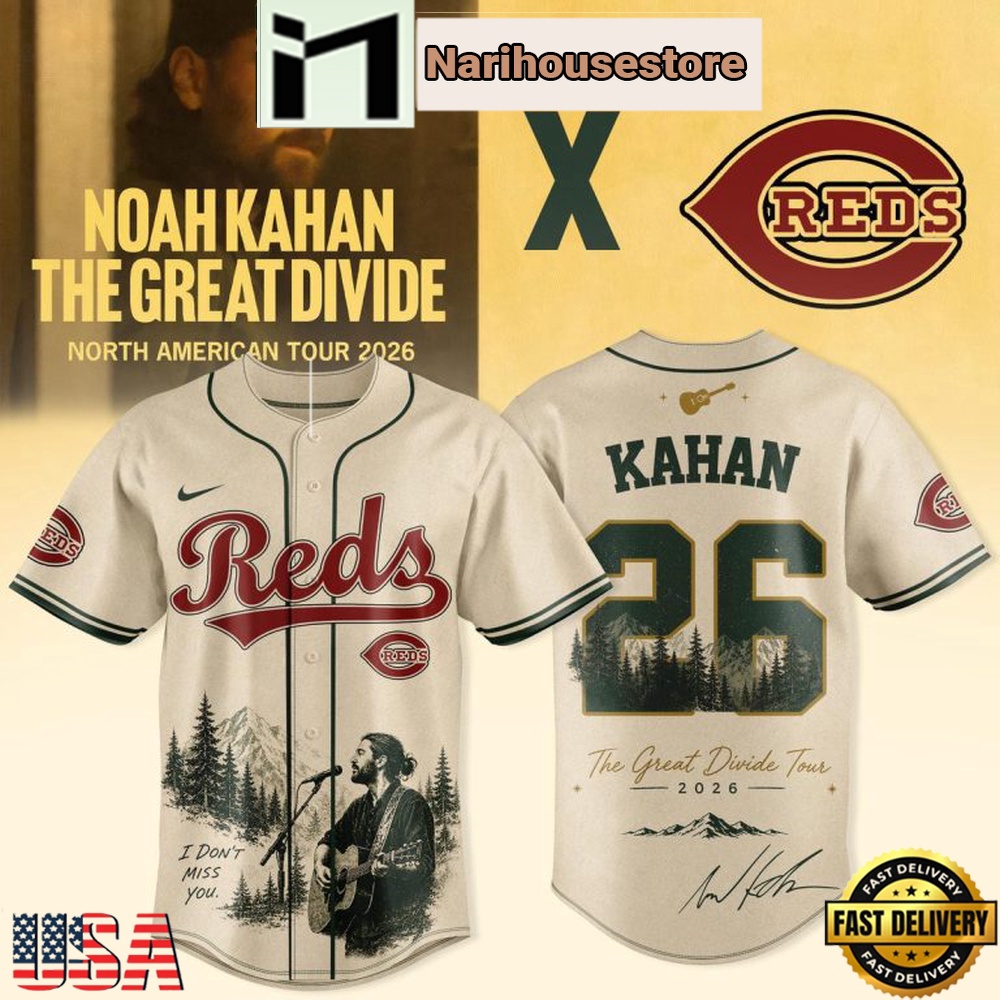 Cincinnati Reds Noah Kahan The Great Divide Tour 2026 Special Edition Baseball Jersey Cincinnati Reds Noah Kahan The Great Divide Tour 2026 Special Edition Baseball Jersey