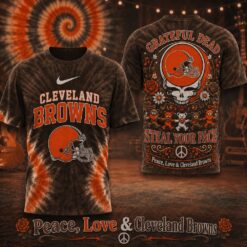Cleveland Browns NFL Peace Love Greateful Dead Special New 3D Shirt