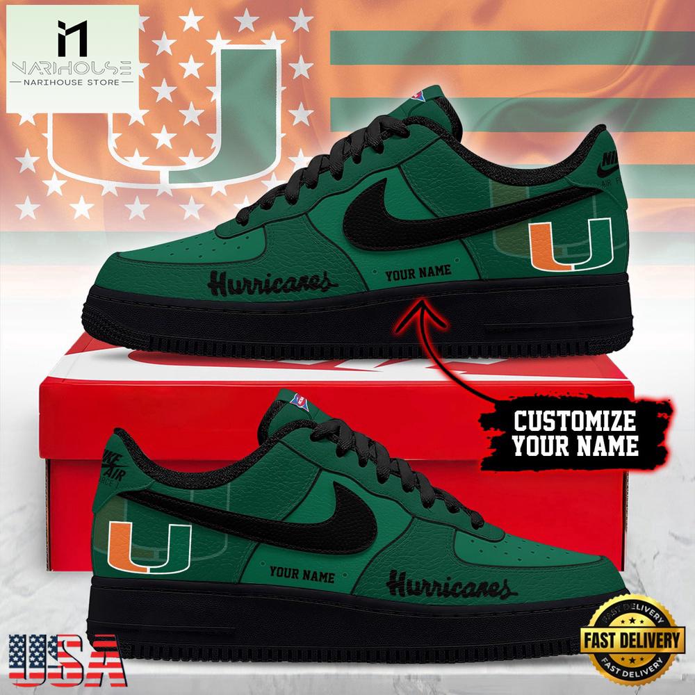 NCAA Miami Hurricanes New 2026 Custom Air Force 1 Shoes Running Sneakers NCAA Miami Hurricanes New 2026 Custom Air Force 1 Shoes Running Sneakers