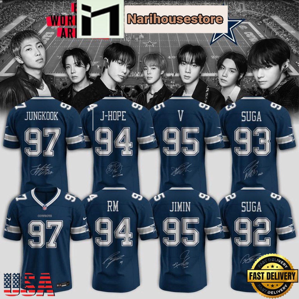 Dallas Cowboys x BTS World Tour Arirang 2026 Custom Football Jersey Dallas Cowboys x BTS World Tour Arirang 2026 Custom Football Jersey