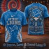 Detroit Lions NFL Peace Love Greateful Dead Special New 3D Shirt