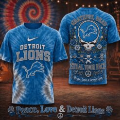 Detroit Lions NFL Peace Love Greateful Dead Special New 3D Shirt