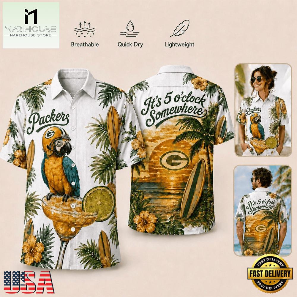 Green Bay Packers NFL Parrot Summer Hawaiian Shirt Green Bay Packers NFL Parrot Summer Hawaiian Shirt