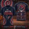 Houston Texans NFL Peace Love Greateful Dead Special New 3D Shirt