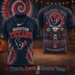 Houston Texans NFL Peace Love Greateful Dead Special New 3D Shirt