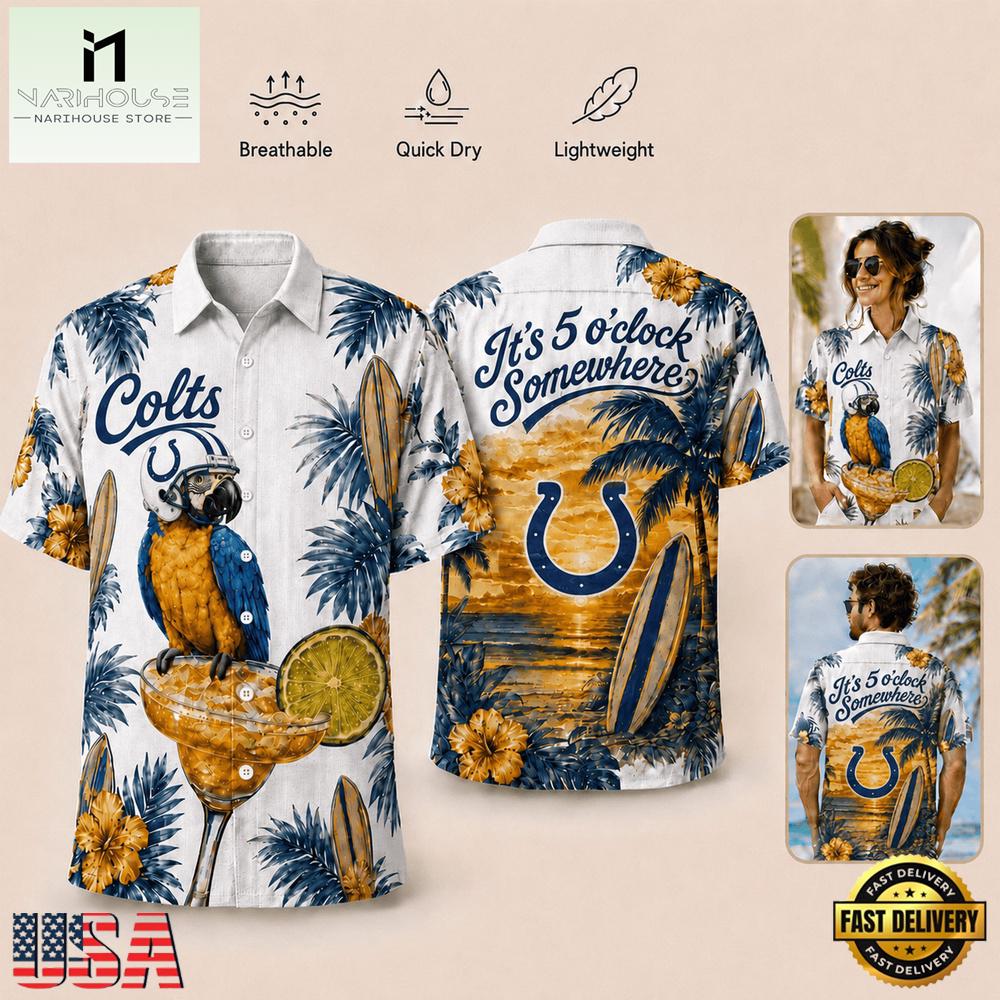 Indianapolis Colts NFL Parrot Summer Hawaiian Shirt Indianapolis Colts NFL Parrot Summer Hawaiian Shirt
