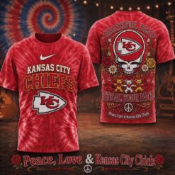 Kansas City Chiefs NFL Peace Love Greateful Dead Special New 3D Shirt