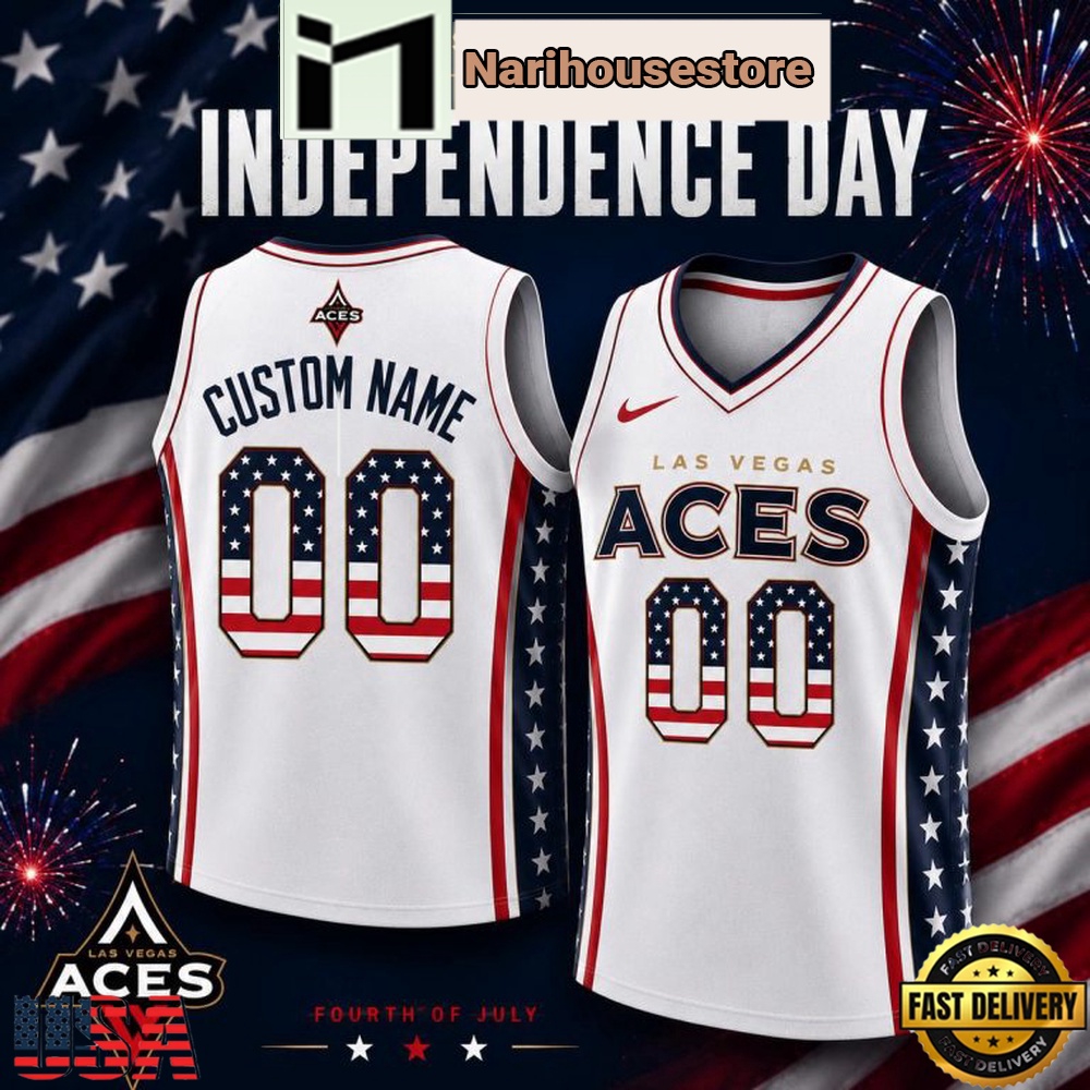 Las Vegas Aces WNBA Independence Day 250 Years Basketball Jersey Las Vegas Aces WNBA Independence Day 250 Years Basketball Jersey