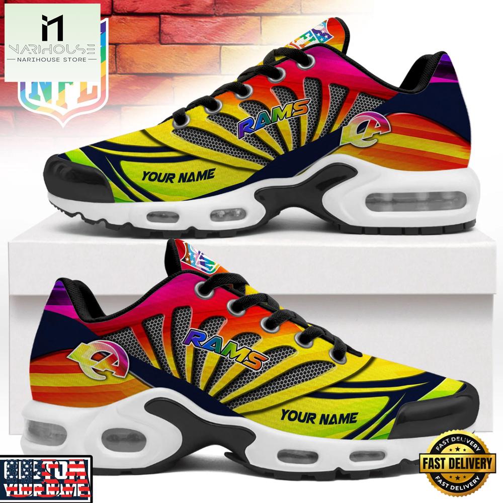 Los Angeles Rams NFL Pride Month 2026 Custom Name Air Max Plus Shoes Los Angeles Rams NFL Pride Month 2026 Custom Name Air Max Plus Shoes