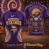 Minnesota Vikings NFL x Greateful Dead Peace Love All Over Print T Shirt 3 Minnesota Vikings NFL Peace Love Greateful Dead Special New 3D Shirt