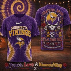 Minnesota Vikings NFL Peace Love Greateful Dead Special New 3D Shirt
