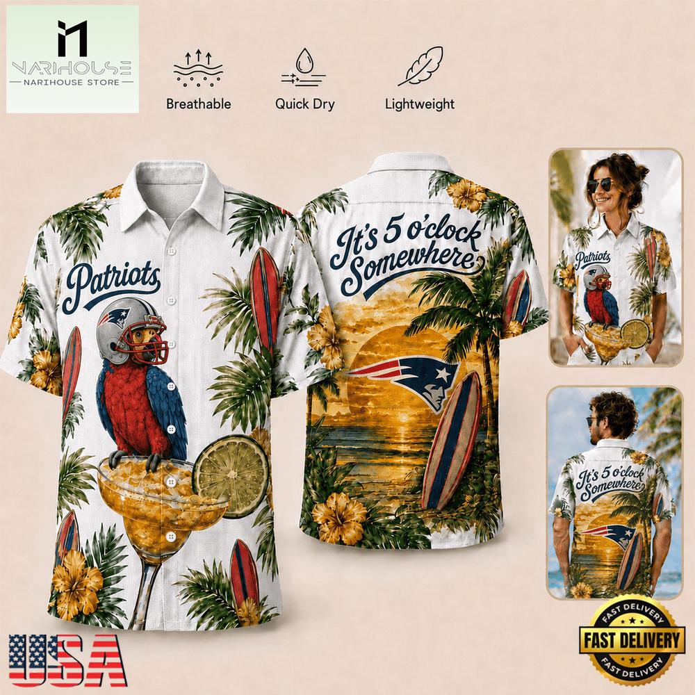New England Patriots NFL Parrot Summer Hawaiian Shirt New England Patriots NFL Parrot Summer Hawaiian Shirt