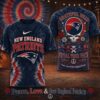 New England Patriots NFL x Greateful Dead Peace Love All Over Print T Shirt 3 New England Patriots NFL Peace Love Greateful Dead Special New 3D Shirt