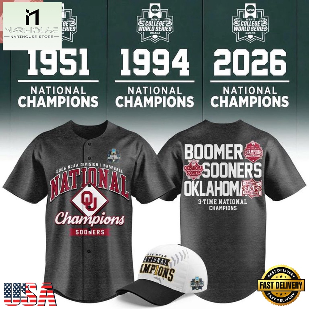 Oklahoma Sooners 2026 NCAA Baseball 3-Time National Champions Special Edition Baseball Jersey