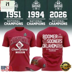 Oklahoma Sooners 3-Time NCAA Baseball National Champions 2026 3D Shirt