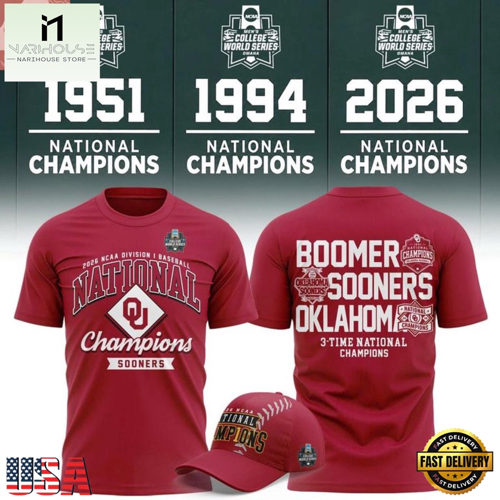 Oklahoma Sooners 3-Time NCAA Baseball National Champions 2026 3D Shirt Oklahoma Sooners 3-Time NCAA Baseball National Champions 2026 3D Shirt