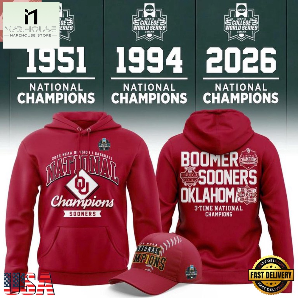Oklahoma Sooners 3-Time NCAA Baseball National Champions 2026 Hoodie