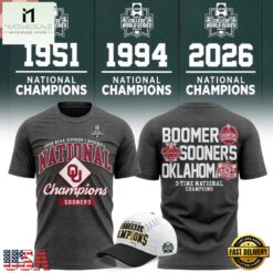 Oklahoma Sooners 3-Time NCAA Baseball National Champions 2026 T Shirt