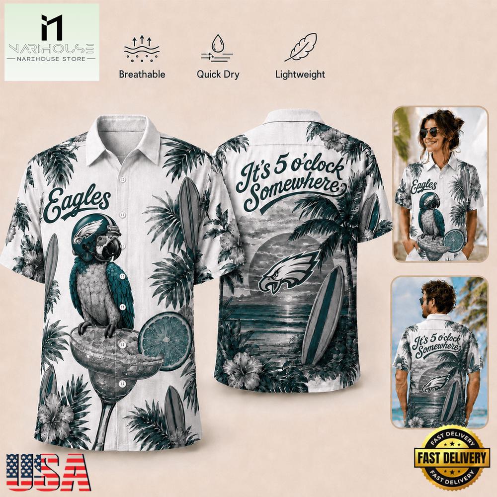 Philadelphia Eagles NFL Parrot Summer Hawaiian Shirt Philadelphia Eagles NFL Parrot Summer Hawaiian Shirt