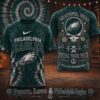Philadelphia Eagles NFL x Greateful Dead Peace Love All Over Print T Shirt 2 Philadelphia Eagles NFL Peace Love Greateful Dead Special New 3D Shirt