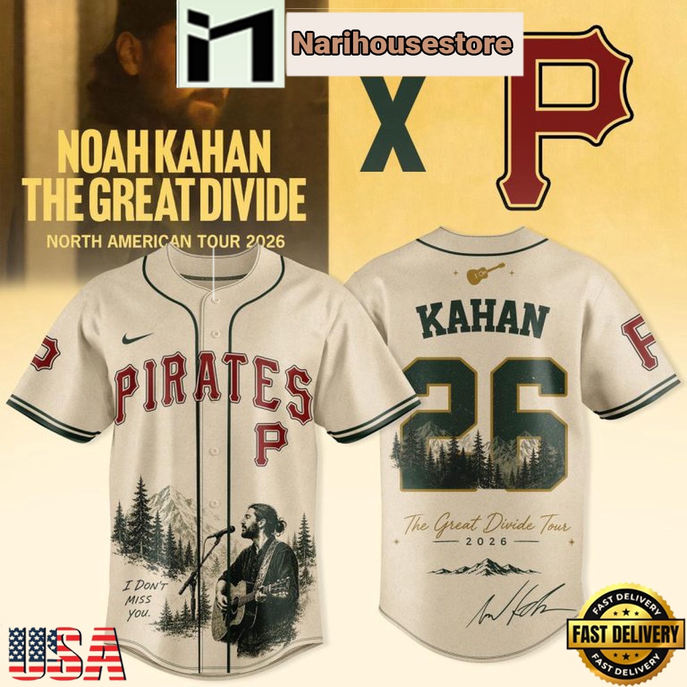 Pittsburgh Pirates Noah Kahan The Great Divide Tour 2026 Special Edition Baseball Jersey Pittsburgh Pirates Noah Kahan The Great Divide Tour 2026 Special Edition Baseball Jersey