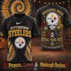 Pittsburgh Steelers NFL x Greateful Dead Peace Love All Over Print T Shirt 3 Pittsburgh Steelers NFL Peace Love Greateful Dead Special New 3D Shirt