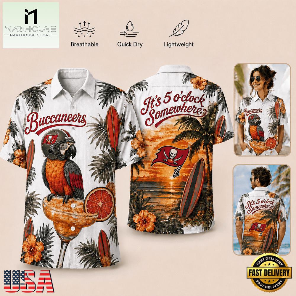 Tampa Bay Buccaneers NFL Parrot Summer Hawaiian Shirt Tampa Bay Buccaneers NFL Parrot Summer Hawaiian Shirt