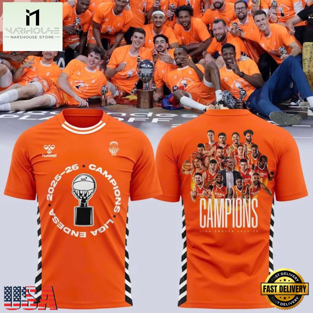 Valencia Basket Champions 2026 Liga Endesa Locker Room T Shirt Valencia Basket Champions 2026 Liga Endesa Locker Room T Shirt
