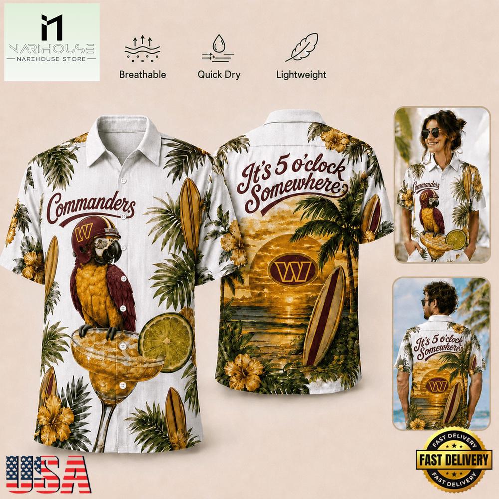 Washington Commanders NFL Parrot Summer Hawaiian Shirt Washington Commanders NFL Parrot Summer Hawaiian Shirt