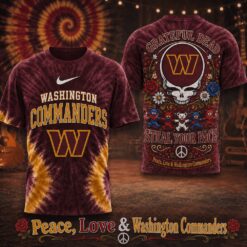 Washington Commanders NFL Peace Love Greateful Dead Special New 3D Shirt
