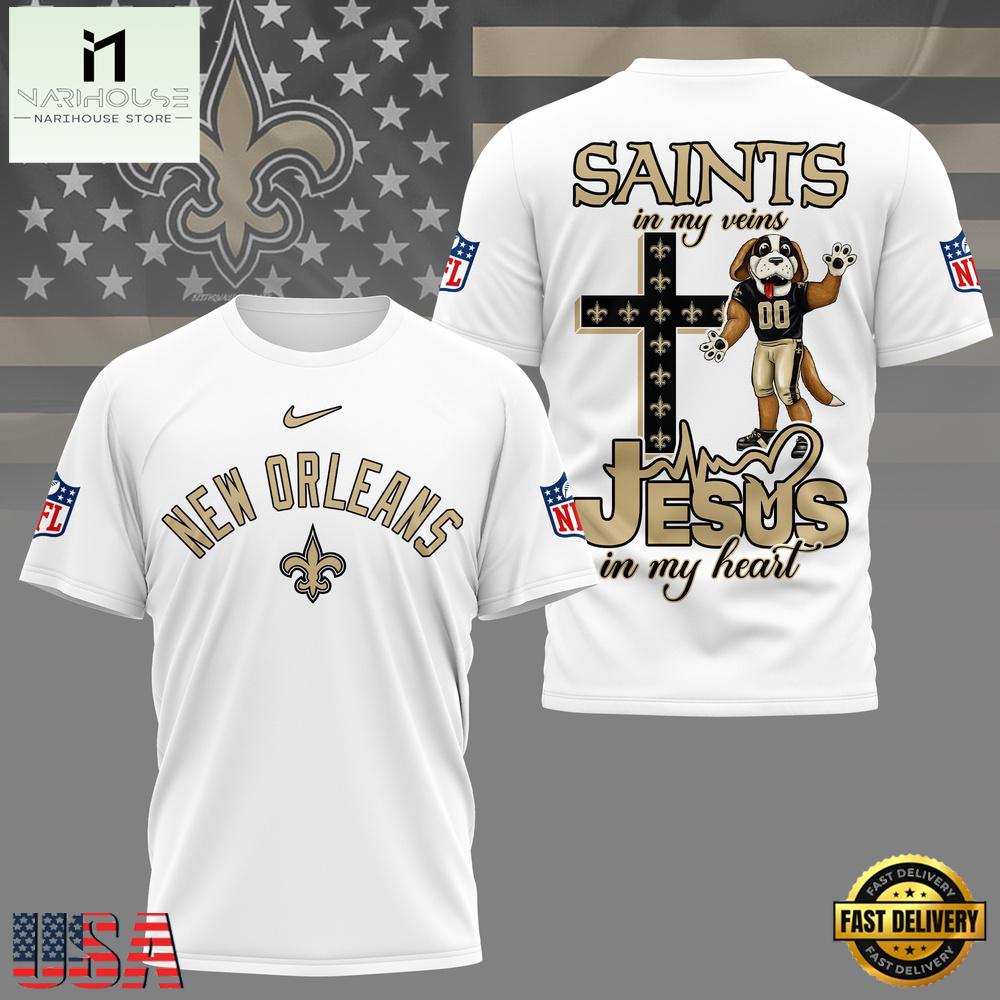 NFL New Orleans Saints Jesus In My Heart T-Shirt NFL New Orleans Saints Jesus In My Heart T-Shirt
