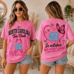 North Carolina Tar Heels 2026 NCAA Pink October Breast Cancer Awareness Fan Pride Unisex T Shirt , NCAA College 3D Shirt North Carolina Tar Heels 2026 Ncaa Pink October Breast Cancer Awareness Fan Pride Unisex T Shirt
