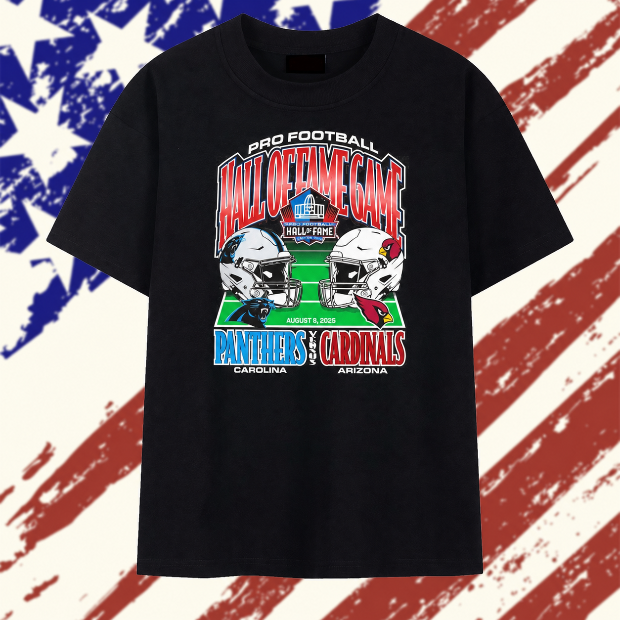 Pro Football Hall of Fame Game 2026 Carolina Panthers Vs Arizona Cardinals Helmets T Shirt , Stylish 2D Graphic Shirt Pro Football Hall of Fame Game 2026 Carolina Panthers Vs Arizona Cardinals Helmets T Shirt , Stylish 2D Graphic Shirt