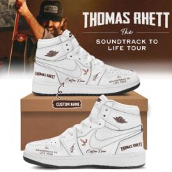 Thomas Rhett The Soundtrack to Life Tour 2026 Signature White Air Jordan 1 Hightop Shoes , Music Fan AJ1 Sneakers Thomas Rhett The Soundtrack TO Life Tour 2026 Signature White Air Jordan 1 Hightop Shoes