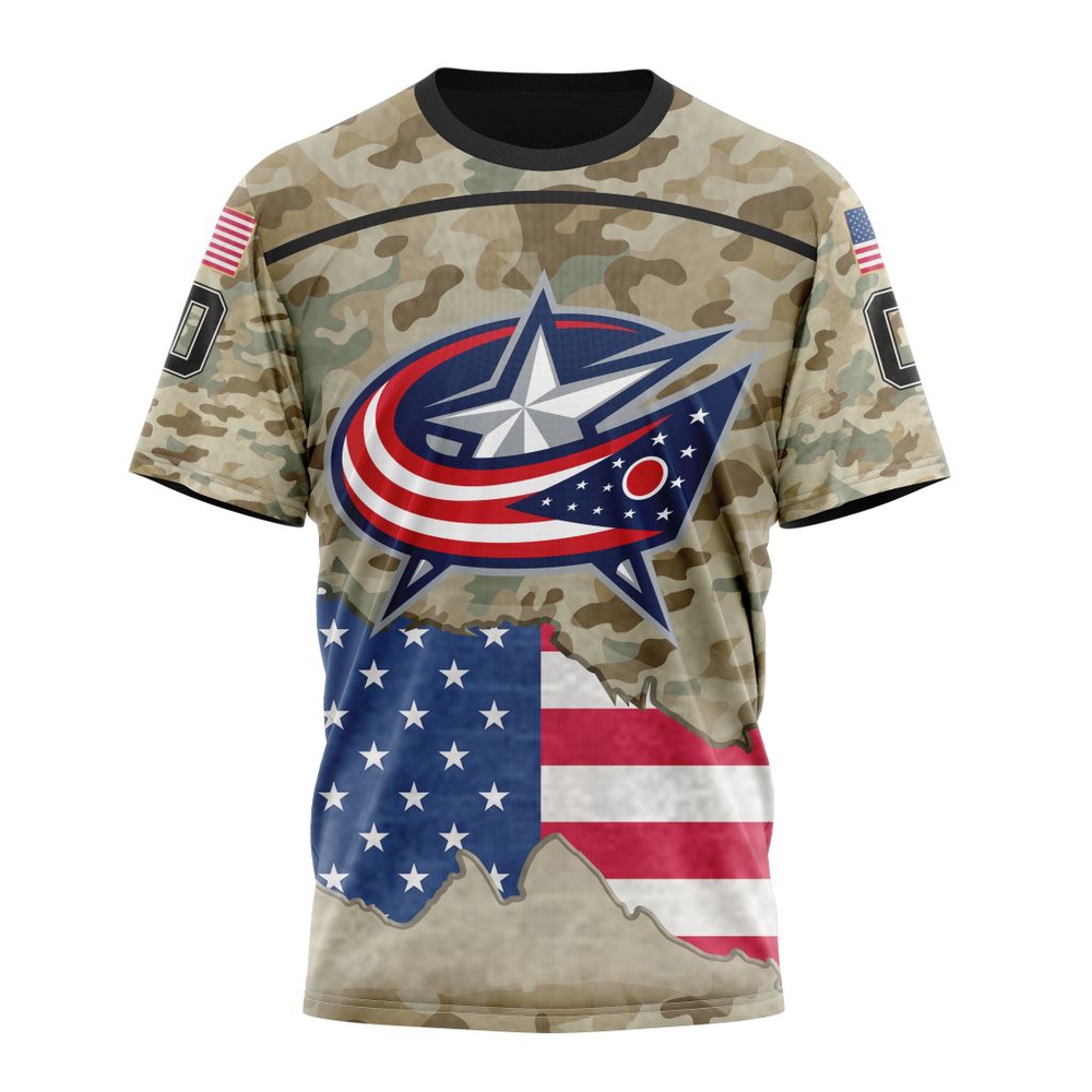 NHL Columbus Blue Jackets Specialized Kits For United State With Camo Color Hoodie, T Shirt , NHL 3D Game Day Tee NHL Columbus Blue Jackets Specialized Kits For United State With Camo Color Hoodie, T Shirt , NHL 3D Game Day Tee