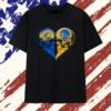 Los Angeles Rams x Golden State Warriors skulls face to face heart shape distressed T Shirt , Stylish 2D Graphic Shirt Los Angeles Rams X Golden State Warriors Skulls Face TO Face Heart Shape Distressed T Shirt