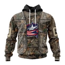 NHL Columbus Blue Jackets Specialized Unisex Vest Kits With Realtree Camo Hoodie, T Shirt, NHL 3D Game Day Tee Nhl Columbus Blue Jackets Specialized Unisex Vest Kits With Realtree Camo Hoodie T Shirt 1