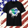 New York Jets and North Carolina Tar Heels mashup heart with Superman chest rip T Shirt, Stylish 2D Graphic Shirt New York Jets And North Carolina Tar Heels Mashup Heart With Superman Chest Rip T Shirt