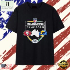 49ers vs Rams NFL 26 Melbourne Game Shield Matchup T Shirt, Stylish 2D Graphic Shirt 49ers VS Rams Nfl 26 Melbourne Game Shield Matchup T Shirt