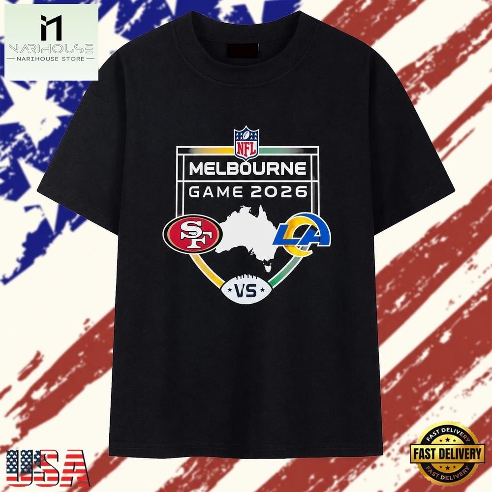 49ers vs Rams NFL 26 Melbourne Game Shield Matchup T Shirt, Stylish 2D Graphic Shirt 49ers vs Rams NFL 26 Melbourne Game Shield Matchup T Shirt, Stylish 2D Graphic Shirt