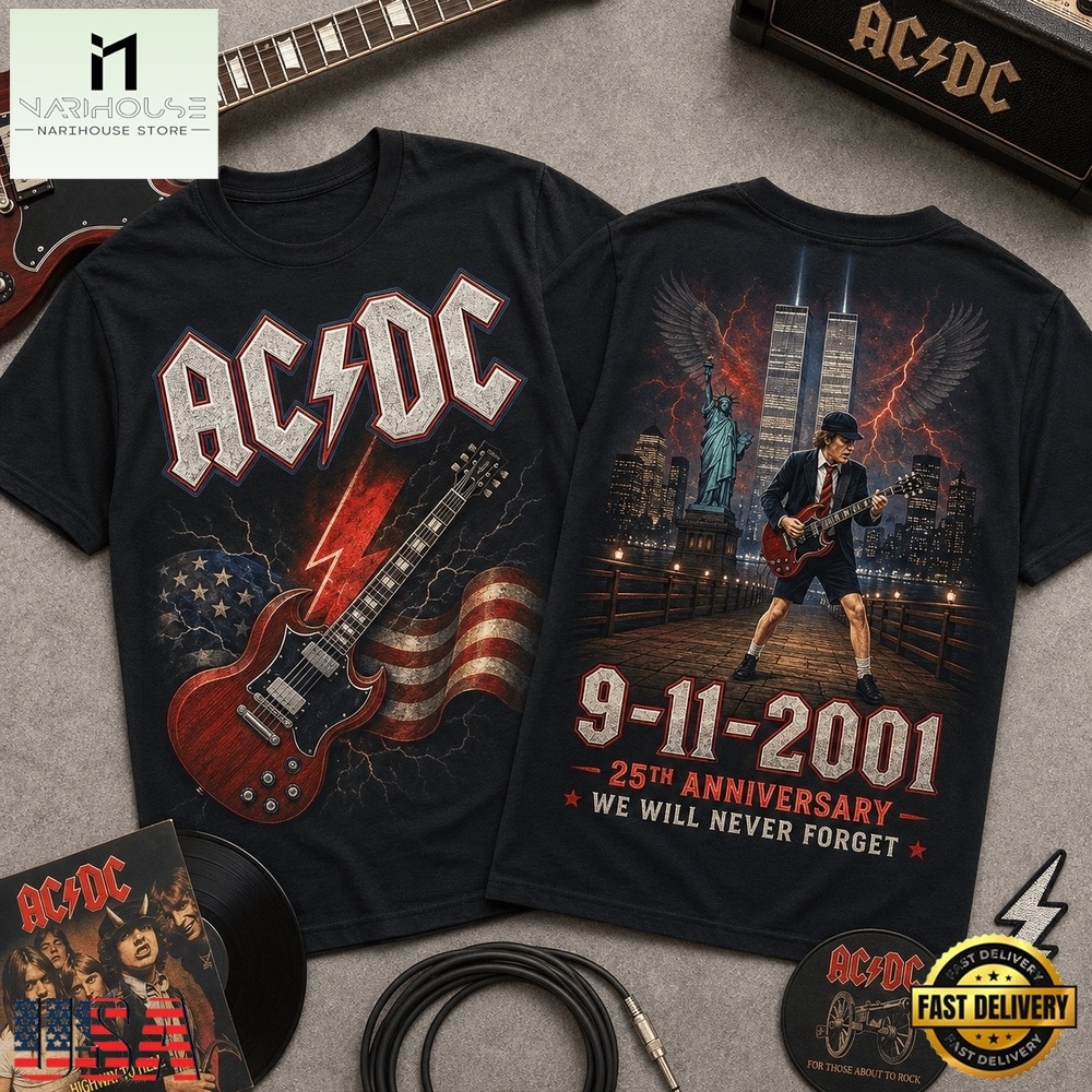 ACDC 9 11 Memorial 25th Anniversary 3D Shirt , Popular 3D Music Tee ACDC 9 11 Memorial 25th Anniversary 3D Shirt , Popular 3D Music Tee